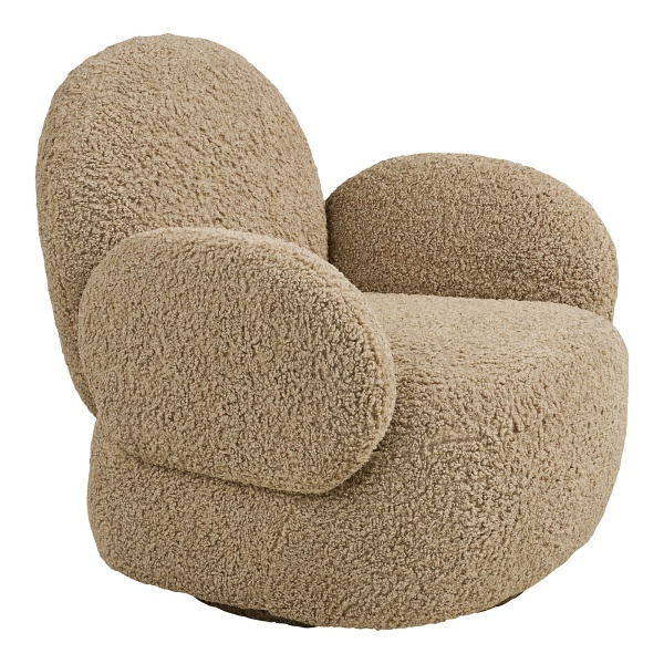 Fotel wypoczynkowy obrotowy Messina do salonu jasnobrązowy futrzany ( Rozmiar: uniwersalny )