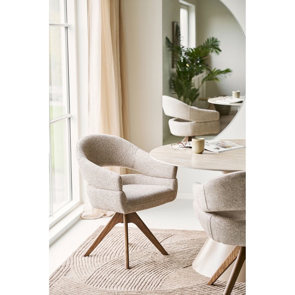 Krzesło Dover tapicerowane obrotowe do jadalni piaskowy melanż dąb ( Rozmiar: uniwersalny )