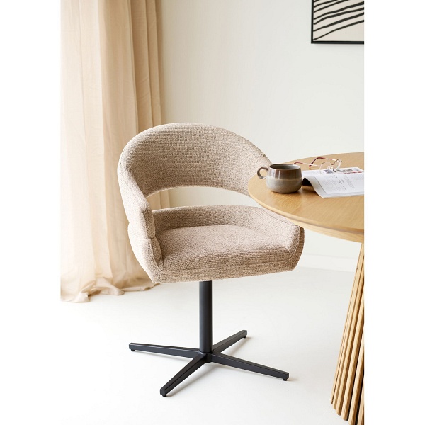 Krzesło Dover obrotowe tapicerowane do jadalni piaskowy melanż z podłokietnikami ( Rozmiar: uniwersalny )