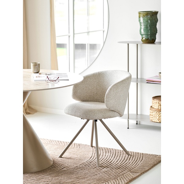 Fulham krzesło tapicerowane obrotowe piaskowe do jadalni i salonu ( Rozmiar: uniwersalny )