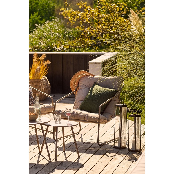 Nilo nowoczesny zestaw mebli ogrodowych stalowy piaskowy z poduszkami na taras ( Rozmiar: uniwersalny )