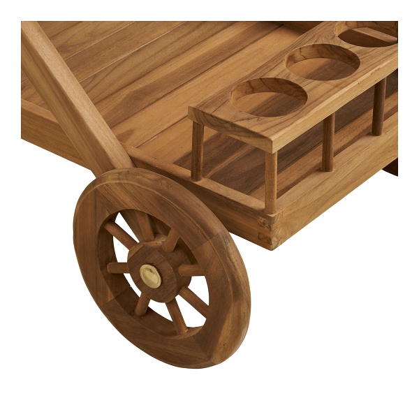 Wózek barowy Pasaku drewniany z drewna tekowego na kółkach do jadalni ( Rozmiar: uniwersalny )