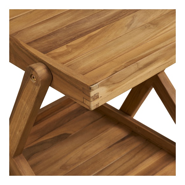 Wózek barowy Pasaku drewniany z drewna tekowego na kółkach do jadalni ( Rozmiar: uniwersalny )