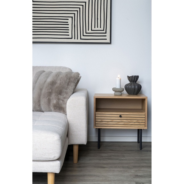 Szafka nocna Kyoto dębowa z szufladą do sypialni loftowa 50 cm ( Rozmiar: uniwersalny )