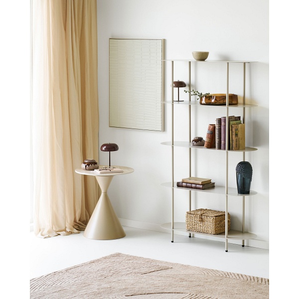 Regał metalowy Rieti piaskowy 5 półek do salonu na książki 90 cm ( Rozmiar: uniwersalny )