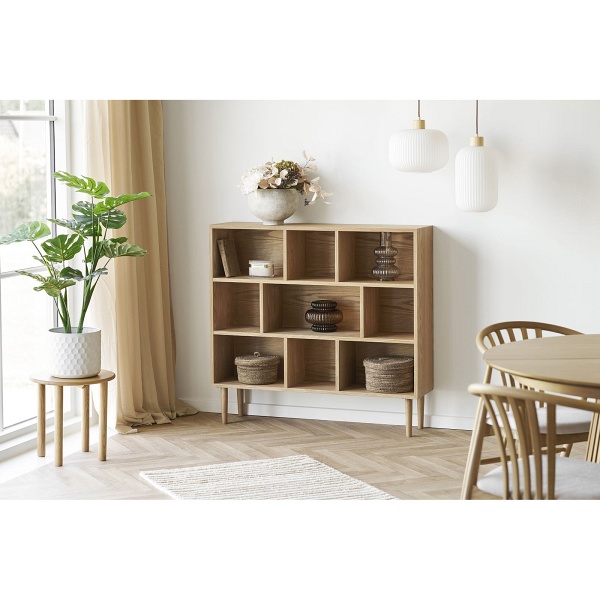 Regał Oshawa niski skandynawski na książki naturalny dąb 112 cm ( Rozmiar: uniwersalny )