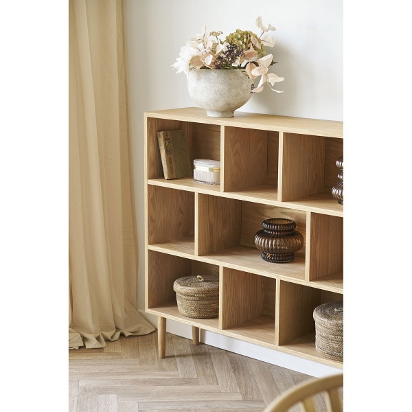 Regał Oshawa niski skandynawski na książki naturalny dąb 112 cm ( Rozmiar: uniwersalny )