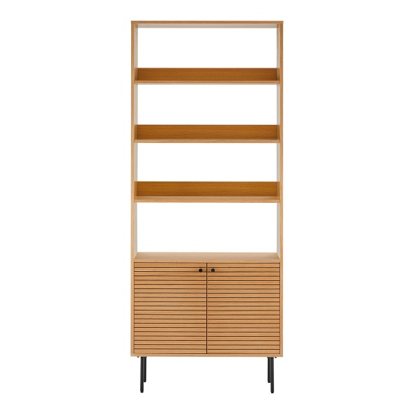 Kyoto regał na książki do salonu skandynawski fornir dębowy 80x200 ( Rozmiar: uniwersalny )