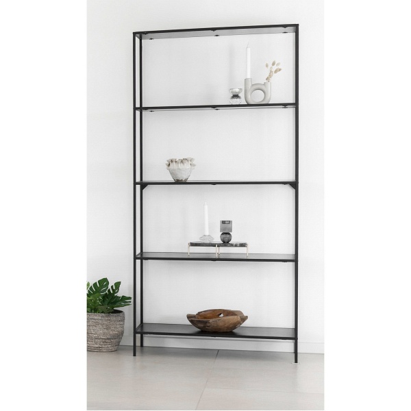 Regał metalowy Vita czarny loftowy 80 cm na książki do salonu ( Rozmiar: uniwersalny )