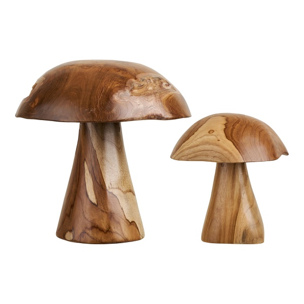 Dekoracja ogrodowa Mushrooms House Nordic komplet z drewna tekowego naturalny ( Rozmiar: uniwersalny )