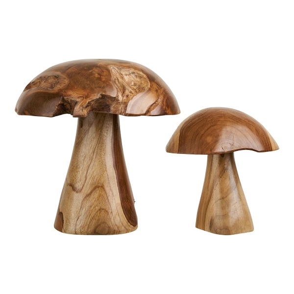 Dekoracja ogrodowa Mushrooms House Nordic komplet z drewna tekowego naturalny ( Rozmiar: uniwersalny )
