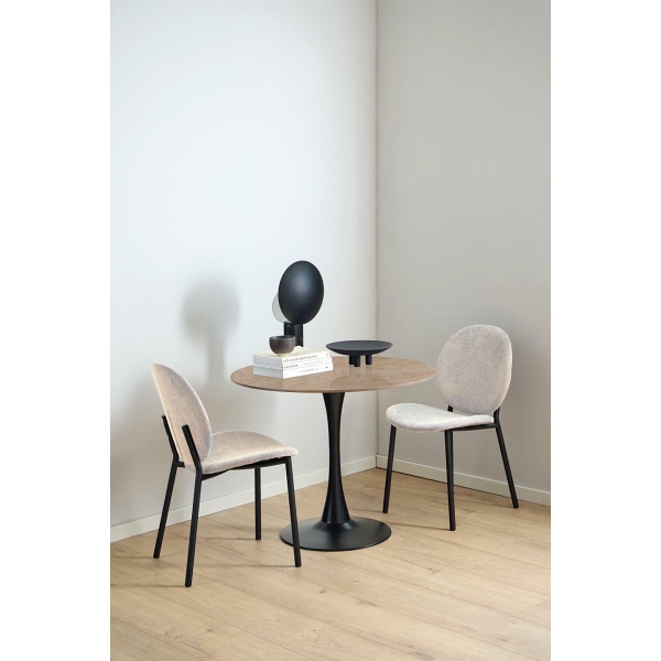 Krzesło Cliff beżowe do jadalni tapicerowane nowoczesne na czarnych nogach ( Rozmiar: uniwersalny )