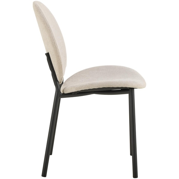Krzesło Cliff beżowe do jadalni tapicerowane nowoczesne na czarnych nogach ( Rozmiar: uniwersalny )