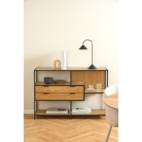 Regał na książki Seaford V loftowy z szufladami dąb dziki/czarny ( Rozmiar: uniwersalny )