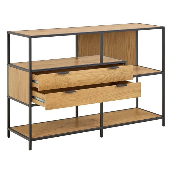 Regał na książki Seaford V loftowy z szufladami dąb dziki/czarny ( Rozmiar: uniwersalny )