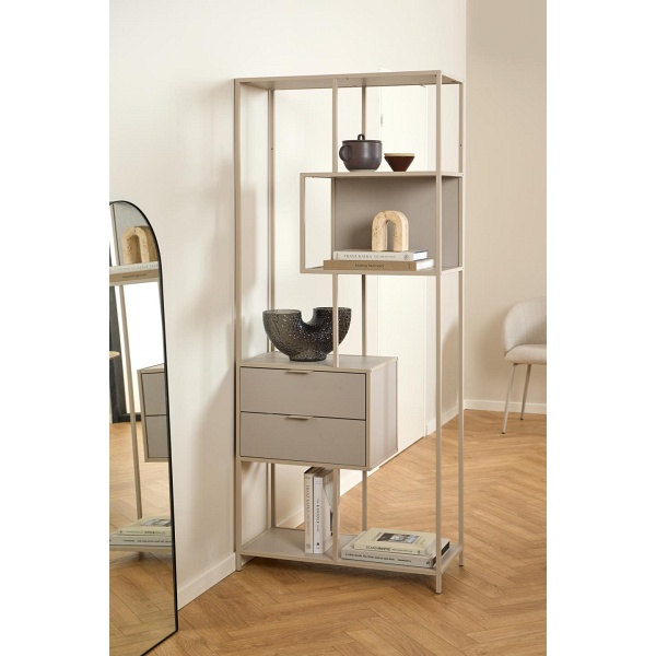 Regał na książki Seaford II loftowy z 2 szufladami beżowy Actona ( Rozmiar: uniwersalny )