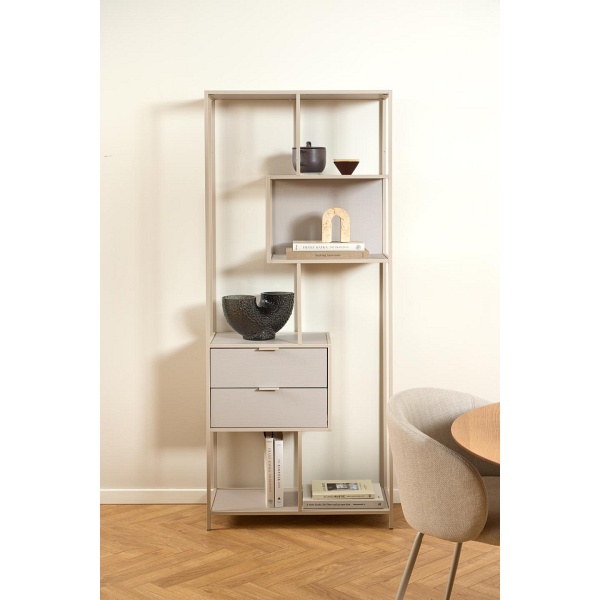 Regał na książki Seaford II loftowy z 2 szufladami beżowy Actona ( Rozmiar: uniwersalny )