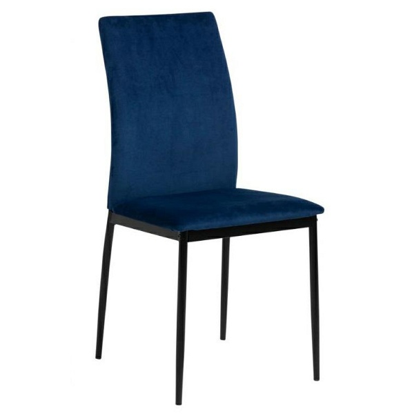 Actona Demina krzesło welurowe granatowe do jadalni na czarnych nogach ( Rozmiar: uniwersalny )