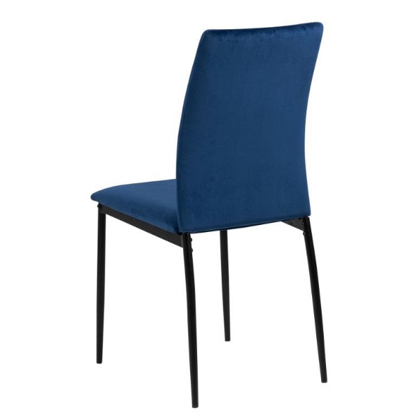 Actona Demina krzesło welurowe granatowe do jadalni na czarnych nogach ( Rozmiar: uniwersalny )