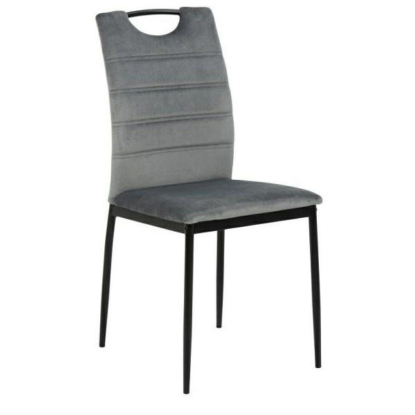 Actona Dia szare krzesło welurowe do jadalni nowoczesne na czarnych nogach ( Rozmiar: uniwersalny )