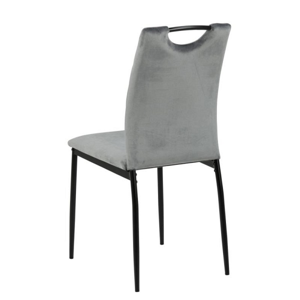 Actona Dia szare krzesło welurowe do jadalni nowoczesne na czarnych nogach ( Rozmiar: uniwersalny )