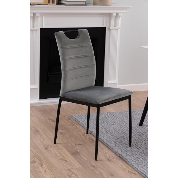 Actona Dia szare krzesło welurowe do jadalni nowoczesne na czarnych nogach ( Rozmiar: uniwersalny )