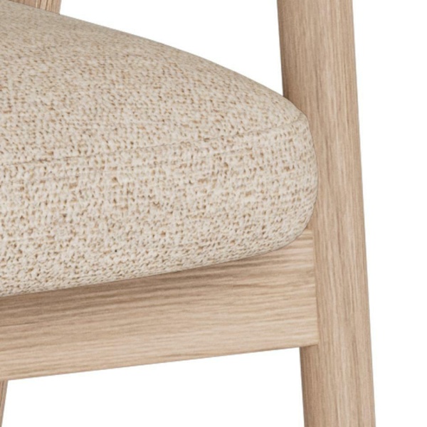 Krzesło Calvin Arm beżowe bouclé dębowe skandynawskie do jadalni ( Rozmiar: uniwersalny )