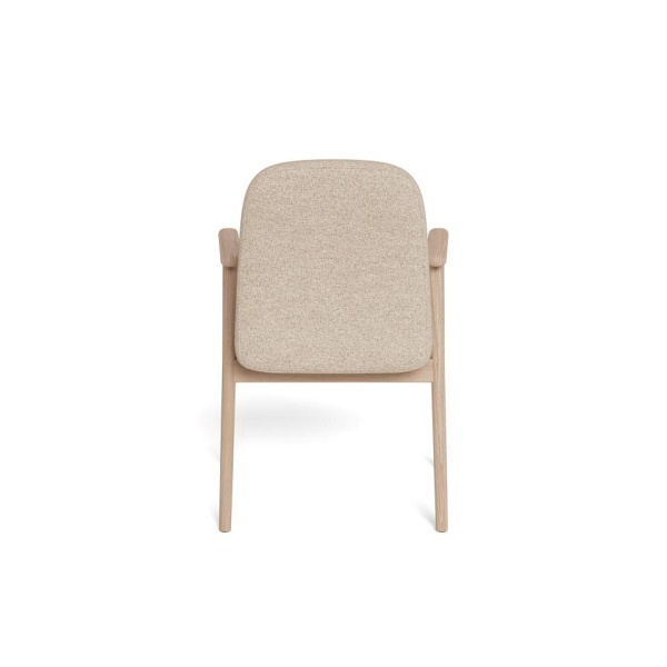 Krzesło Calvin Arm beżowe bouclé dębowe skandynawskie do jadalni ( Rozmiar: uniwersalny )