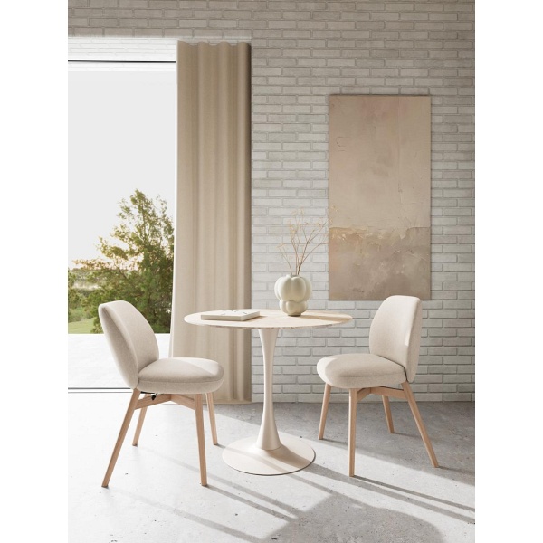 Actona Joy krzesło tapicerowane skandynawskie do jadalni beż dąb ( Rozmiar: uniwersalny )