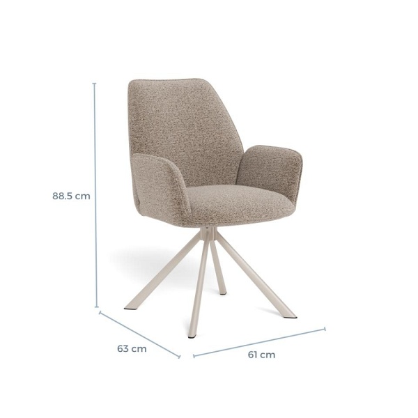 Krzesło Glenda beżowe obrotowe tapicerowane do jadalni z podłokietnikami ( Rozmiar: uniwersalny )