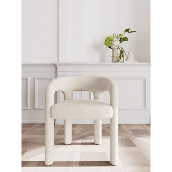 Krzesło Cole beżowe tapicerowane z podłokietnikami do jadalni Actona ( Rozmiar: uniwersalny )