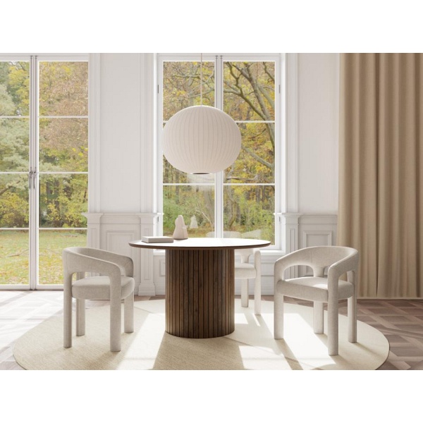 Krzesło Cole beżowe tapicerowane z podłokietnikami do jadalni Actona ( Rozmiar: uniwersalny )