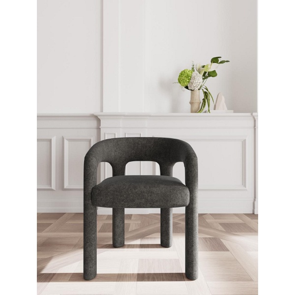 Krzesło Cole szare tapicerowane welur z podłokietnikami do jadalni ( Rozmiar: uniwersalny )