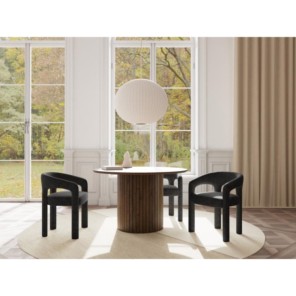 Krzesło Cole szare tapicerowane welur z podłokietnikami do jadalni ( Rozmiar: uniwersalny )