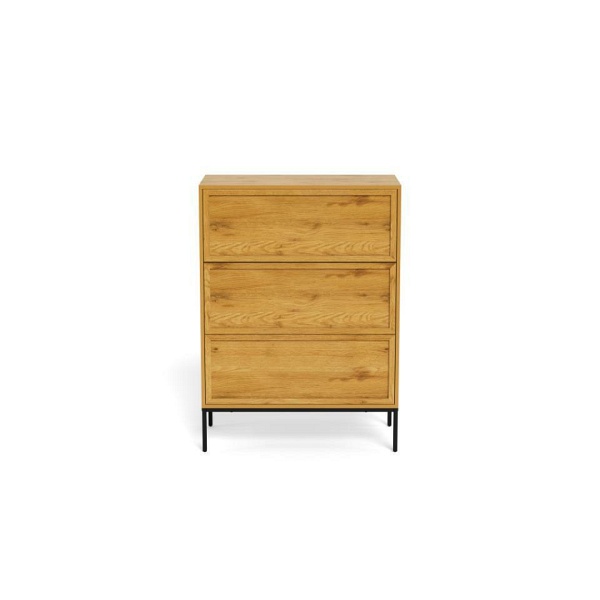 Komoda Palmdale dąb naturalny czarna nowoczesna 3 szuflady 80 cm ( Rozmiar: uniwersalny )