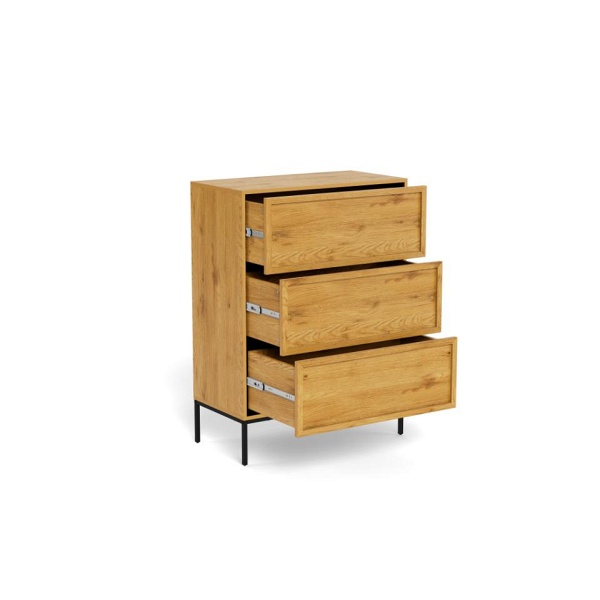 Komoda Palmdale dąb naturalny czarna nowoczesna 3 szuflady 80 cm ( Rozmiar: uniwersalny )