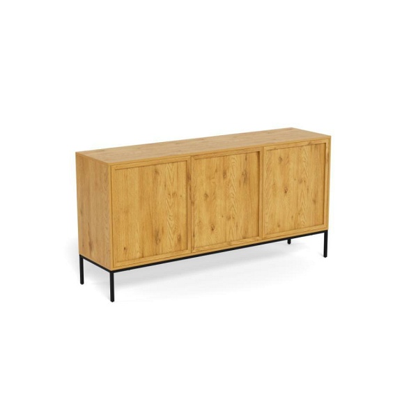 Komoda Palmdale dąb naturalny czarna 158 cm nowoczesna do salonu ( Rozmiar: uniwersalny )