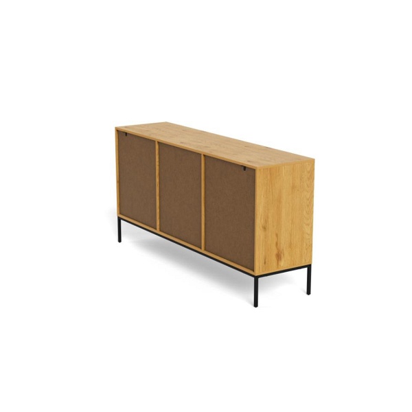 Komoda Palmdale dąb naturalny czarna 158 cm nowoczesna do salonu ( Rozmiar: uniwersalny )