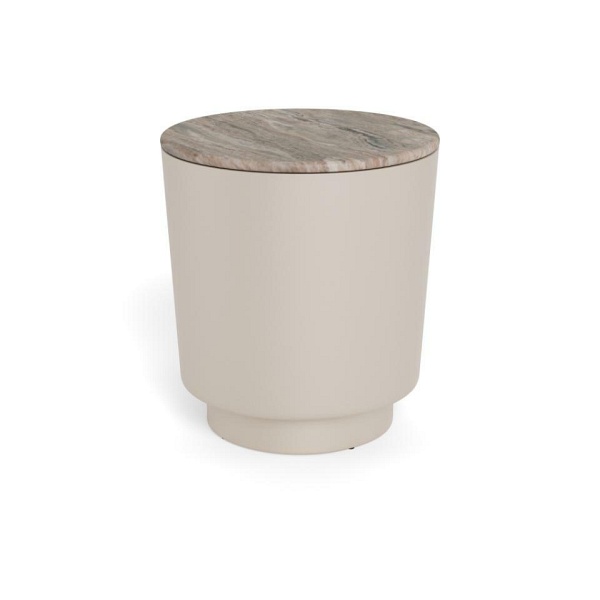 Stolik kawowy Cangas okrągły 45 cm szary marmur nowoczesny do salonu ( Rozmiar: uniwersalny )