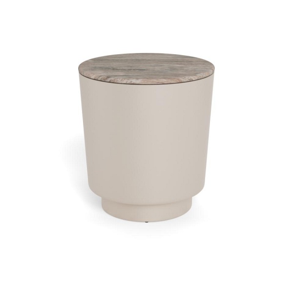 Stolik kawowy Cangas okrągły 45 cm szary marmur nowoczesny do salonu ( Rozmiar: uniwersalny )