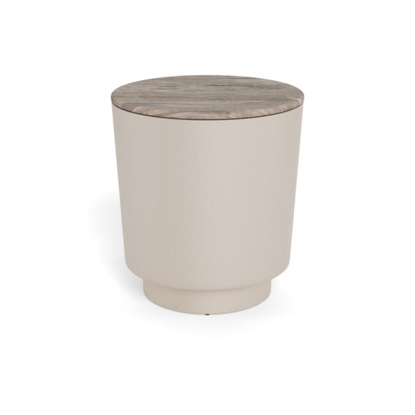 Stolik kawowy Cangas okrągły 45 cm szary marmur nowoczesny do salonu ( Rozmiar: uniwersalny )