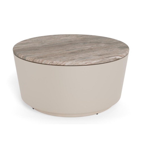 Stolik kawowy Cangas okrągły 80 cm szary marmurowy nowoczesny do salonu ( Rozmiar: uniwersalny )