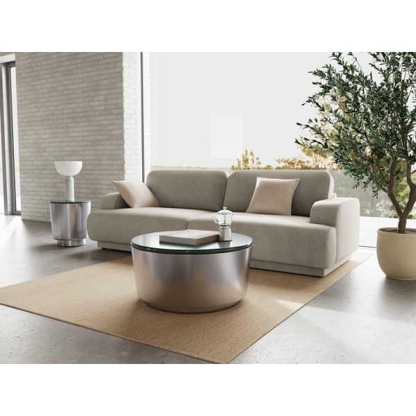 Stolik kawowy Cangas okrągły 80 cm szary marmurowy nowoczesny do salonu ( Rozmiar: uniwersalny )