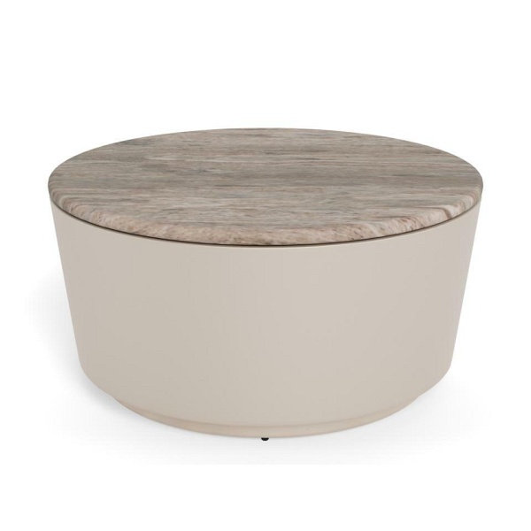 Stolik kawowy Cangas okrągły 80 cm szary marmurowy nowoczesny do salonu ( Rozmiar: uniwersalny )