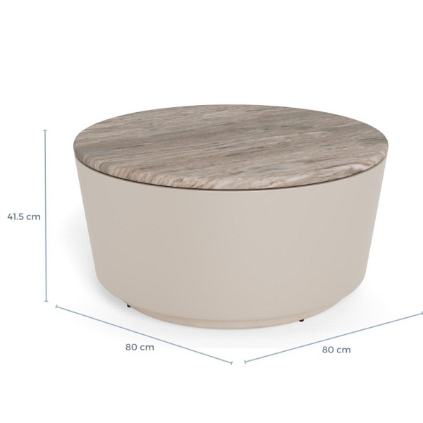 Stolik kawowy Cangas okrągły 80 cm szary marmurowy nowoczesny do salonu ( Rozmiar: uniwersalny )