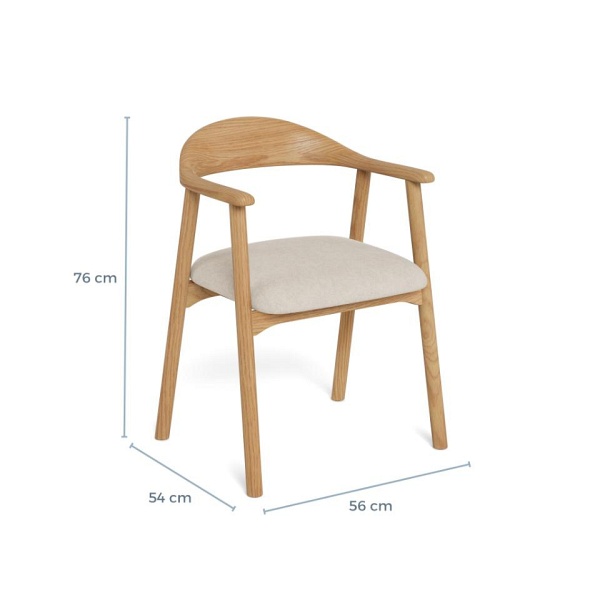 Krzesło do jadalni Addi Actona skandynawskie beżowe dąb z podłokietnikami ( Rozmiar: uniwersalny )