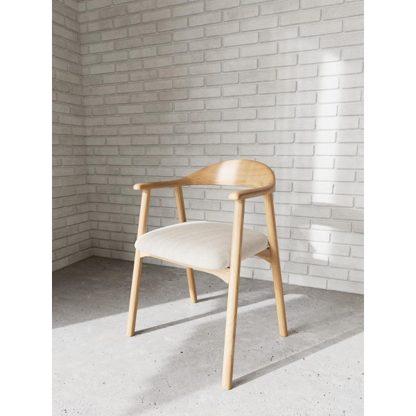 Krzesło do jadalni Addi Actona skandynawskie beżowe dąb z podłokietnikami ( Rozmiar: uniwersalny )