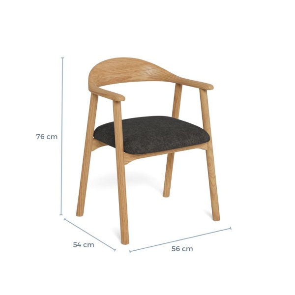 Actona Addi krzesło do jadalni skandynawskie szare z podłokietnikami ( Rozmiar: uniwersalny )