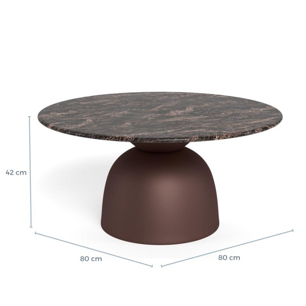 Stolik kawowy Ferrol okrągły marmurowy brązowy 80 cm do salonu ( Rozmiar: uniwersalny )