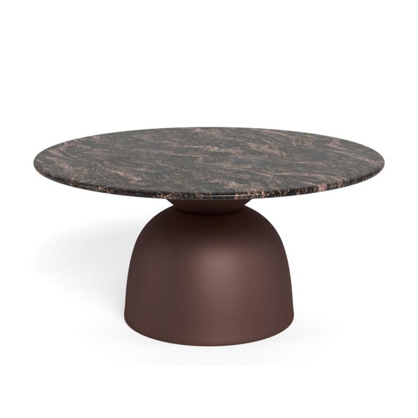 Stolik kawowy Ferrol okrągły marmurowy brązowy 80 cm do salonu ( Rozmiar: uniwersalny )